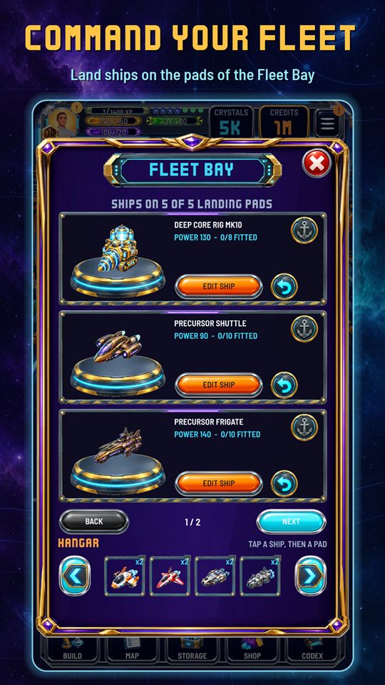 Command your fleet in the Fleet Bay